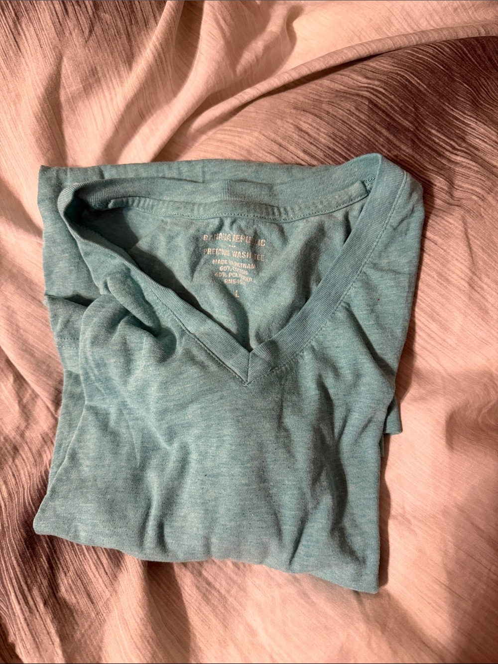 Banana Republic Men's Short Sleeve V-Neck Tee in Light Teal